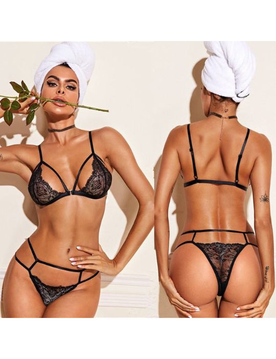 Black Lace Bra & Thong Set – Women’s Lingerie